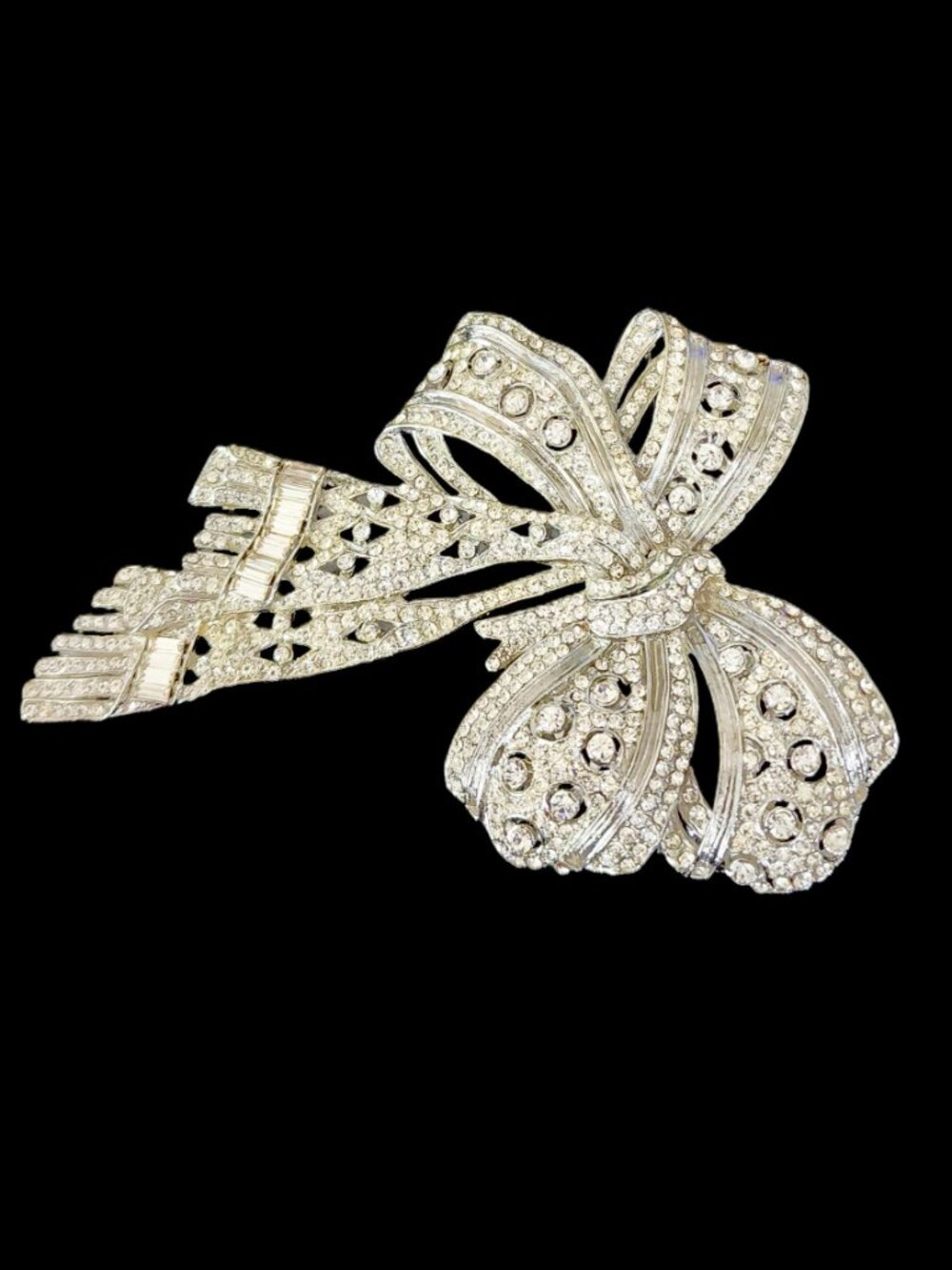 VINTAGE Thelma Deutsch Massive 4.5" Runway Bow Brooch - 80s Glam Statement - Picture 3 of 8